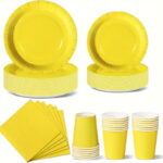 68 Pieces Yellow Party Tableware Set for 16