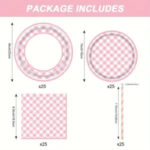100 Pieces Gingham Tableware Set for 25