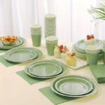 Sage Green Party Supplies Set for 32 Guests