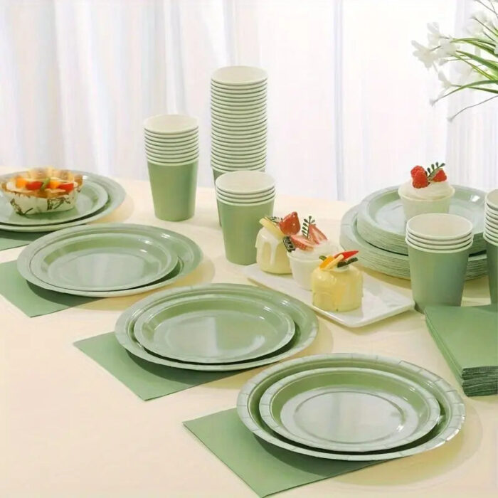 Sage Green Party Supplies Set for 32 Guests - Image 1